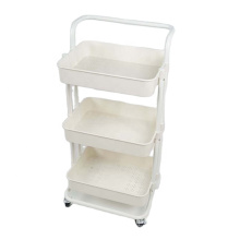 white color storage organizer 3 layer multifunction kitchen and bathroom trolley cart